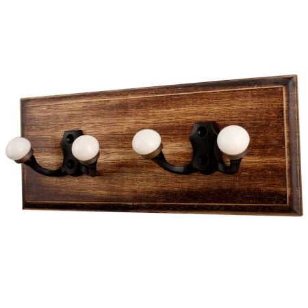 Black Double Loop Ceramic Iron Wooden Hooks